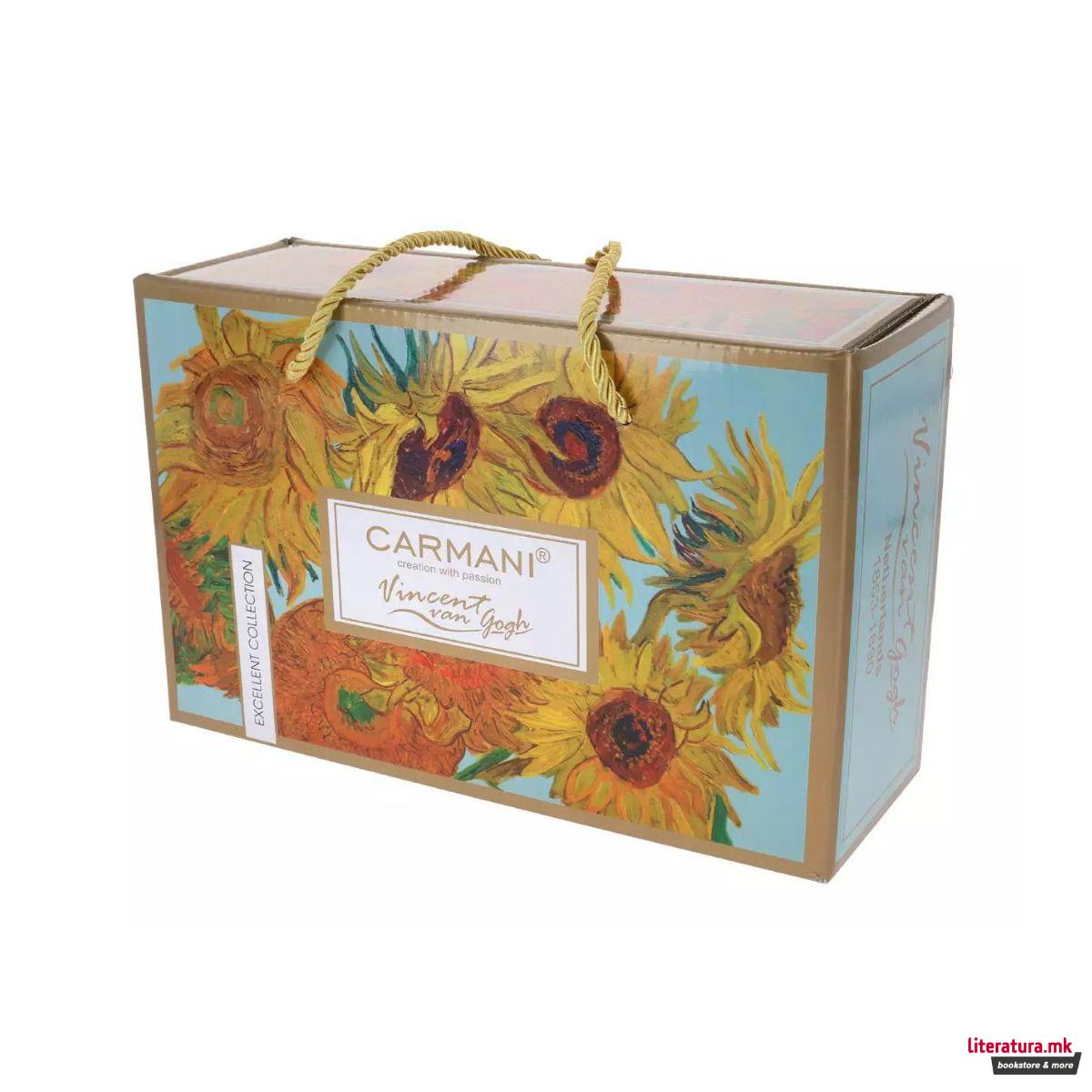 Сет од 2 шолји за еспресо со тацни, Van Gogh - Sunflowers, 100ml 