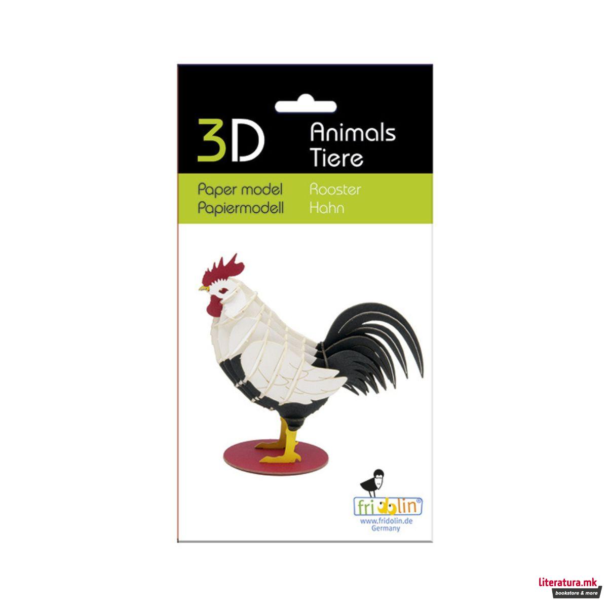 3D модел од хартија - Петел 