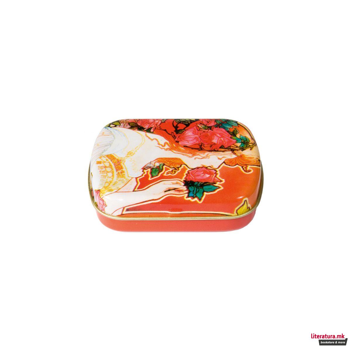 Мини метална кутија, Art Nouveau: Livemont - Parfumerie Rose 