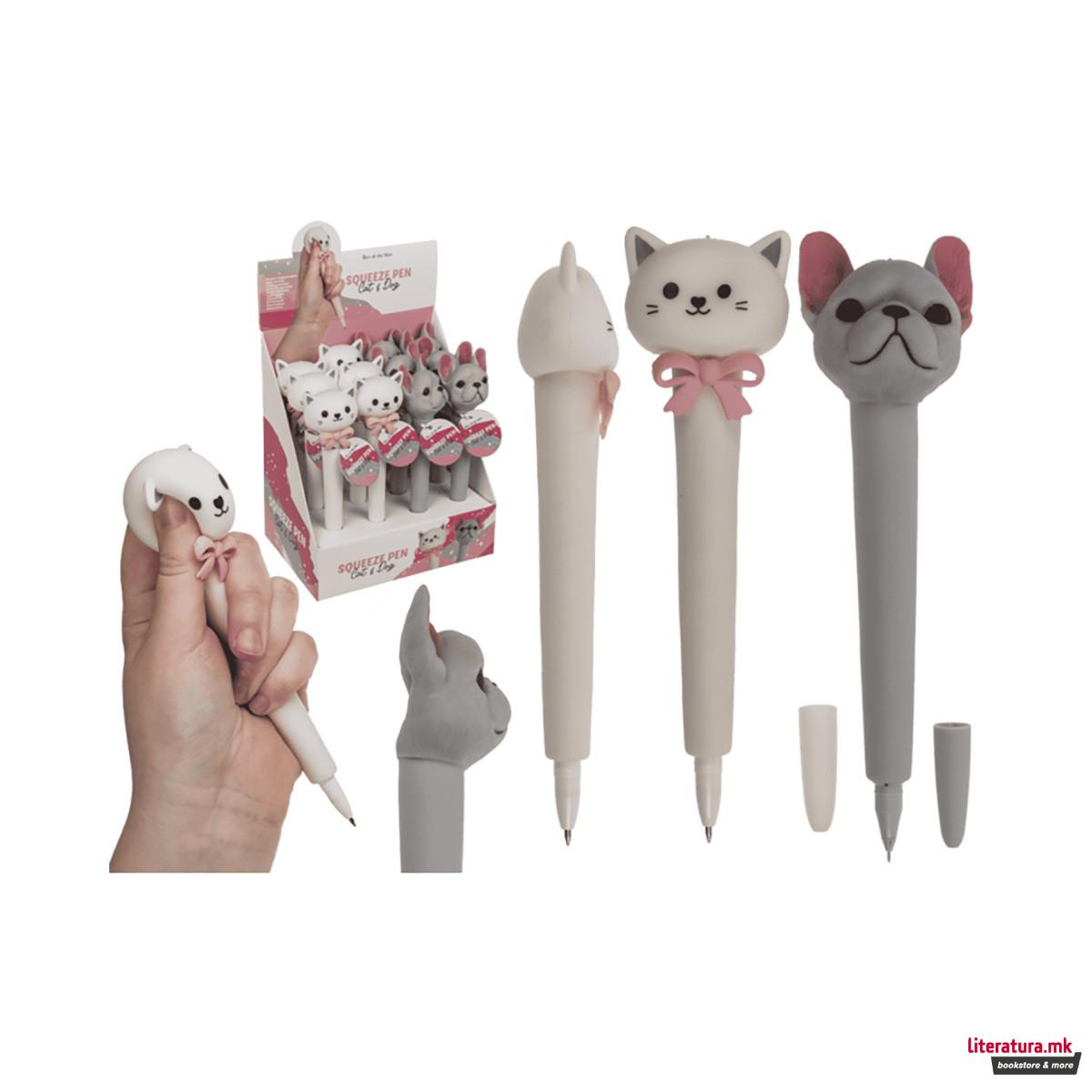 Пенкало со анти-стрес фигура, Маче/Куче 