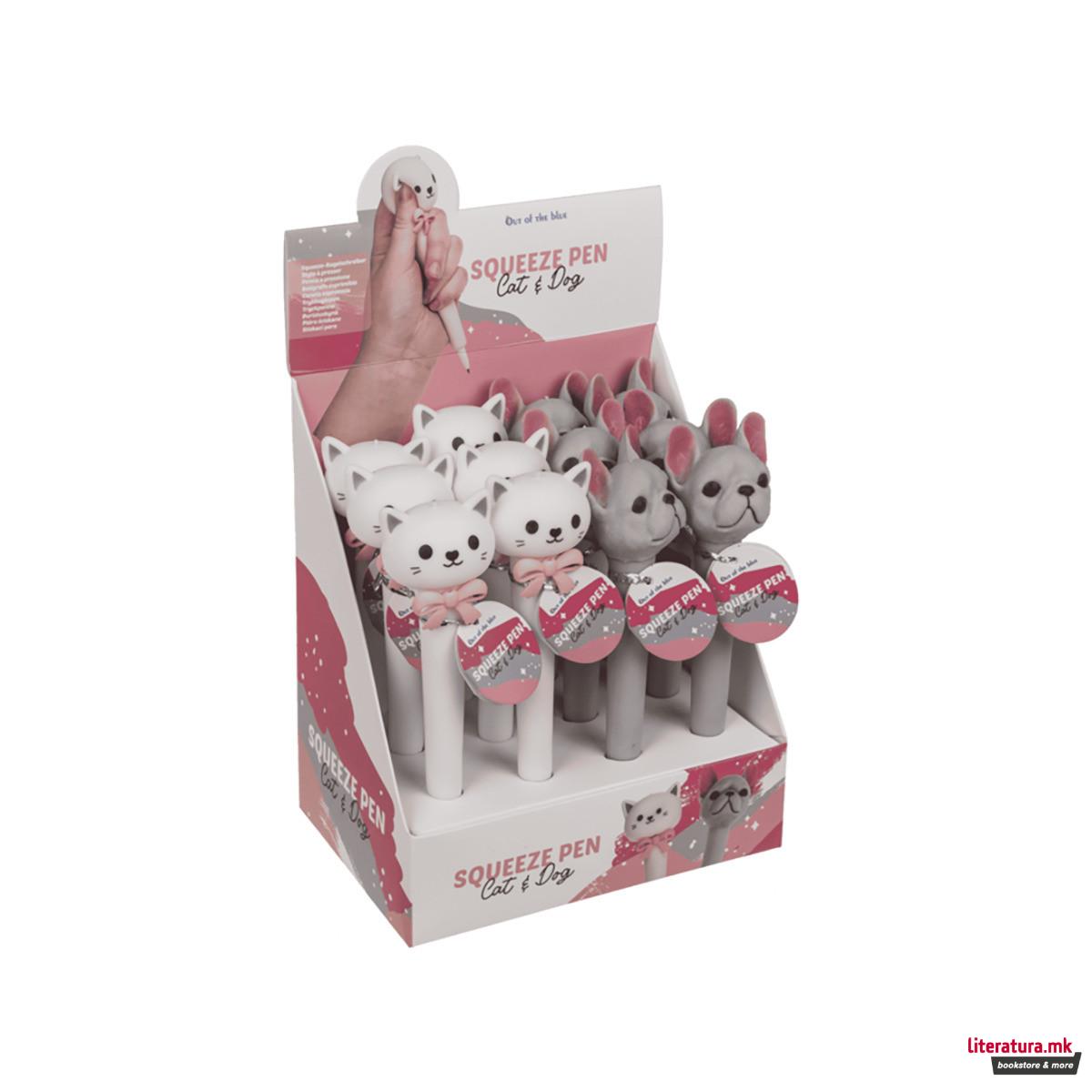 Пенкало со анти-стрес фигура, Маче/Куче 