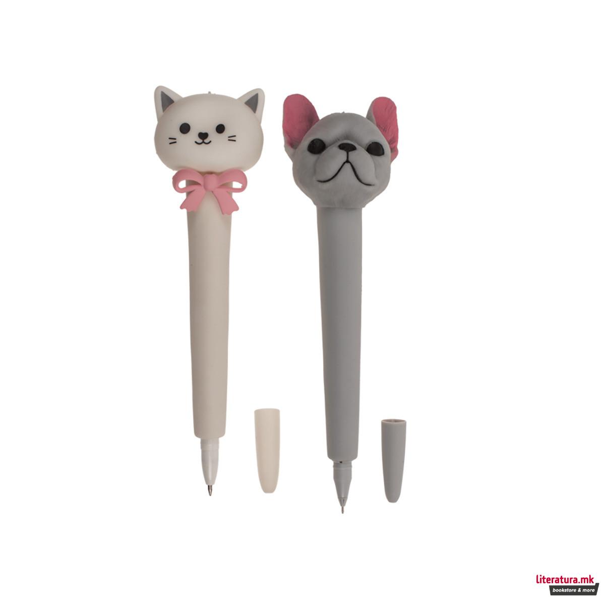 Пенкало со анти-стрес фигура, Маче/Куче 