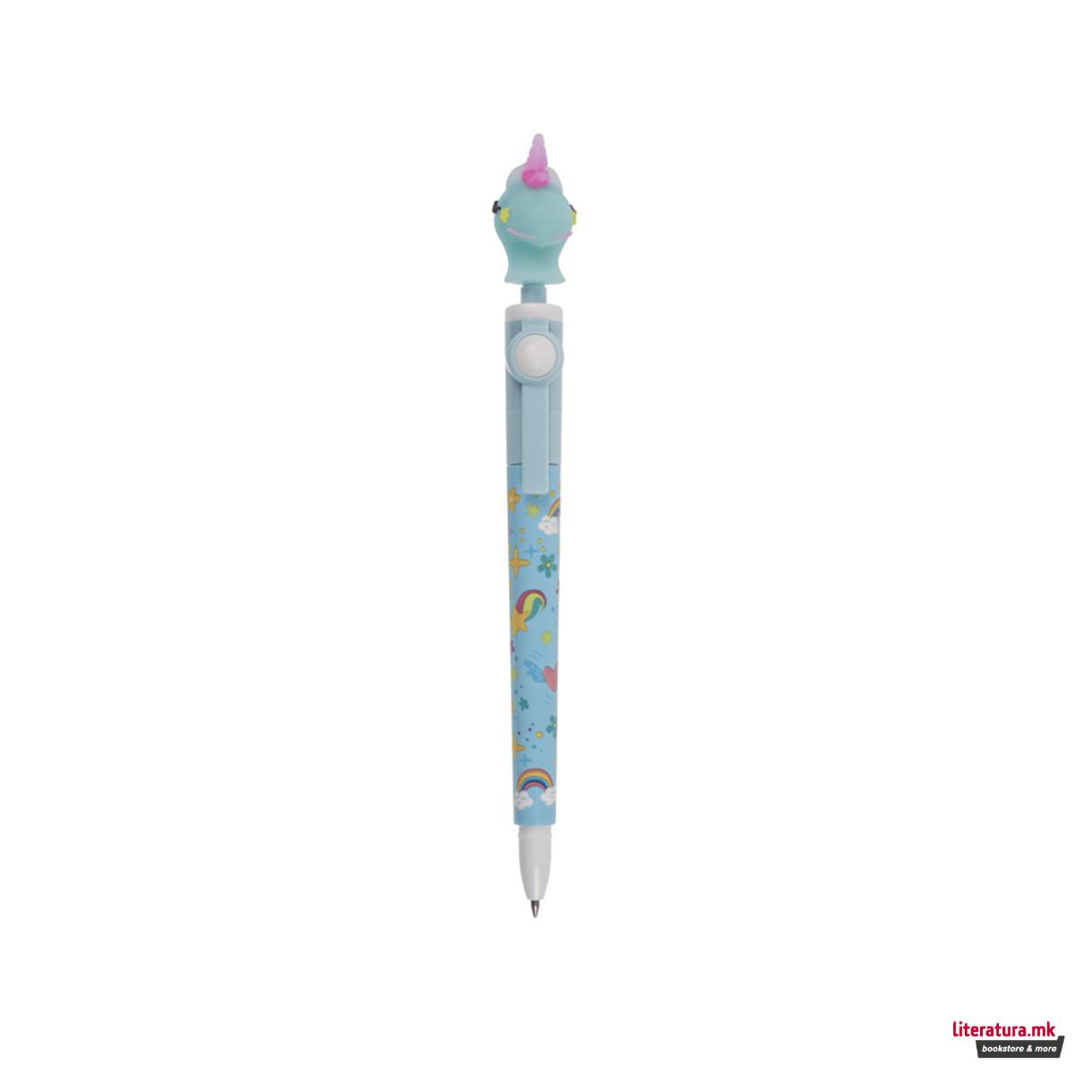 Пенкало со ротирачка фигура - Еднорог, 4 бои 