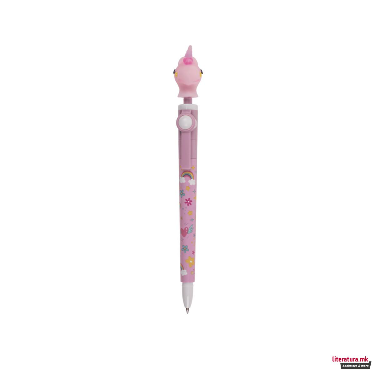 Пенкало со ротирачка фигура - Еднорог, 4 бои 