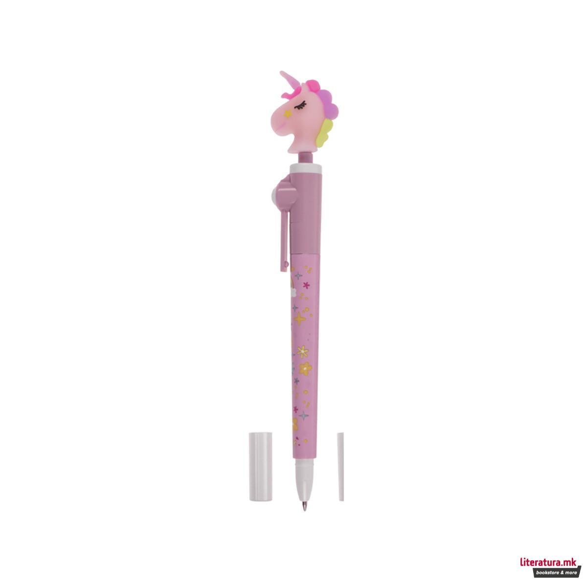 Пенкало со ротирачка фигура - Еднорог, 4 бои 