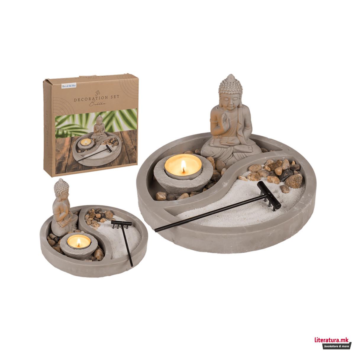 Декоративен сет од цемент, Buddha, Ø19cm 
