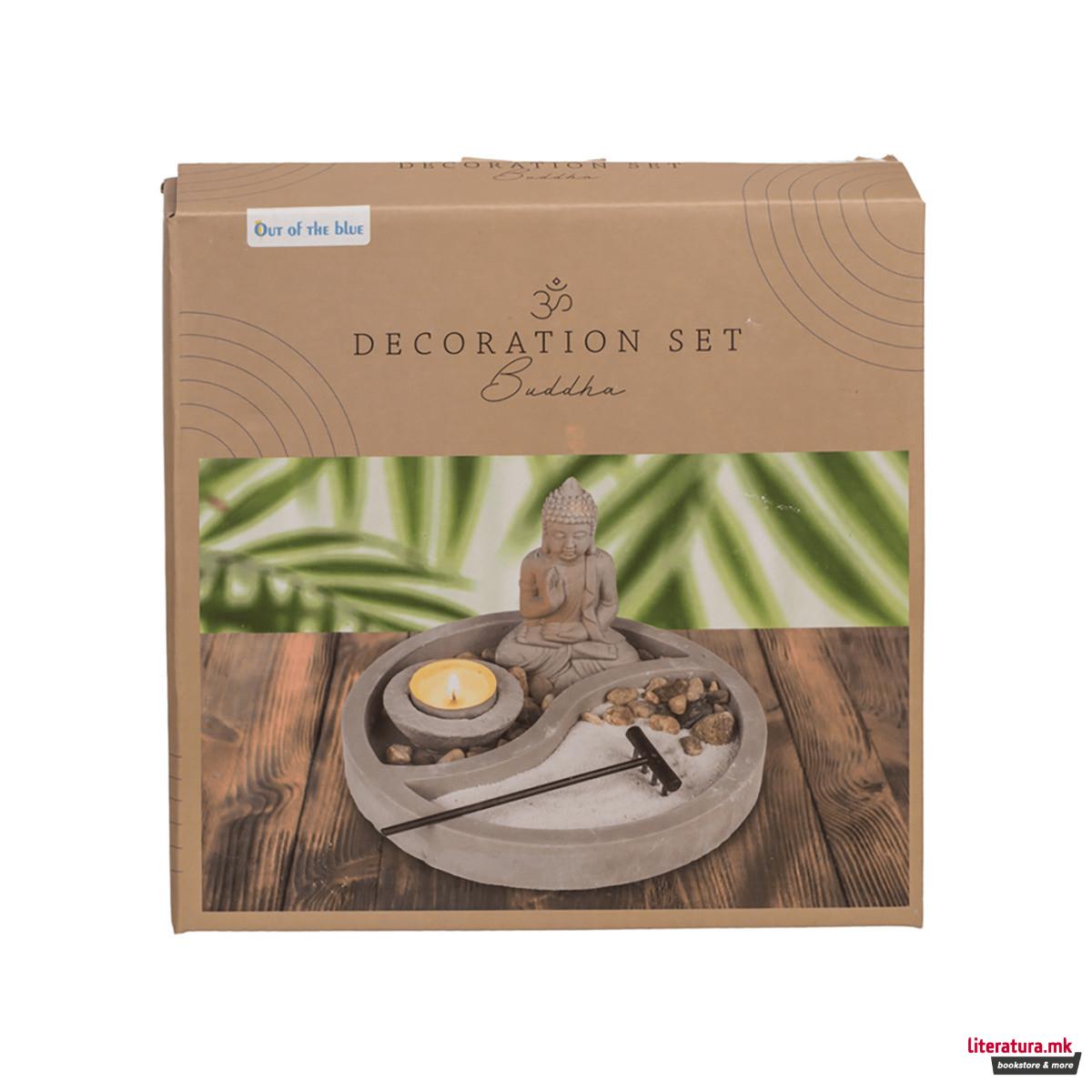 Декоративен сет од цемент, Buddha, Ø19cm 