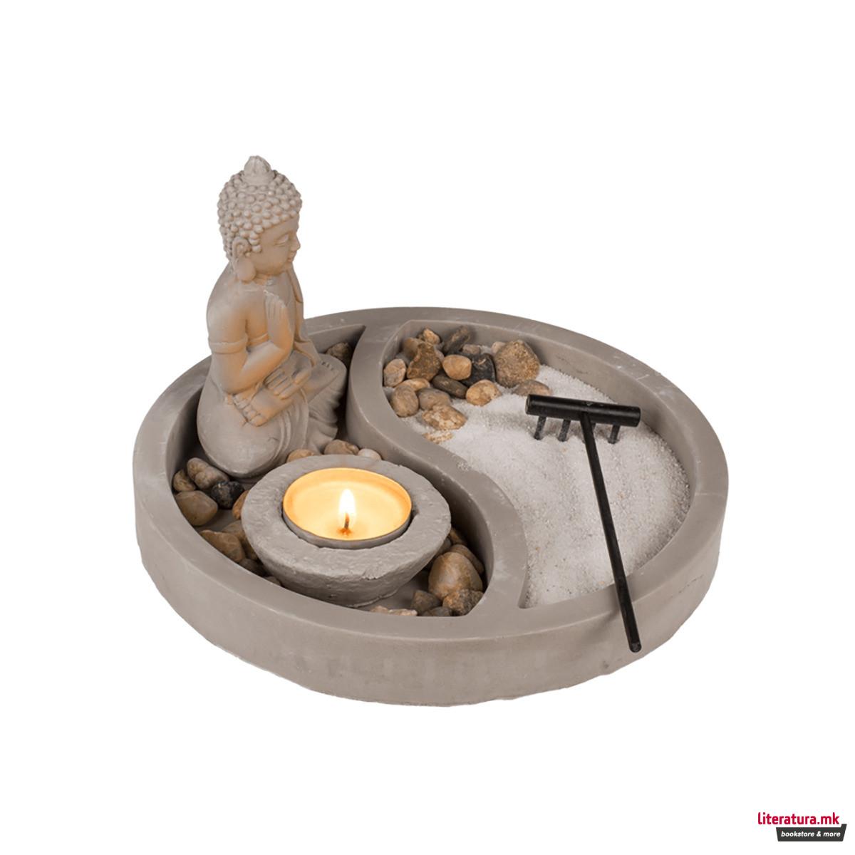 Декоративен сет од цемент, Buddha, Ø19cm 