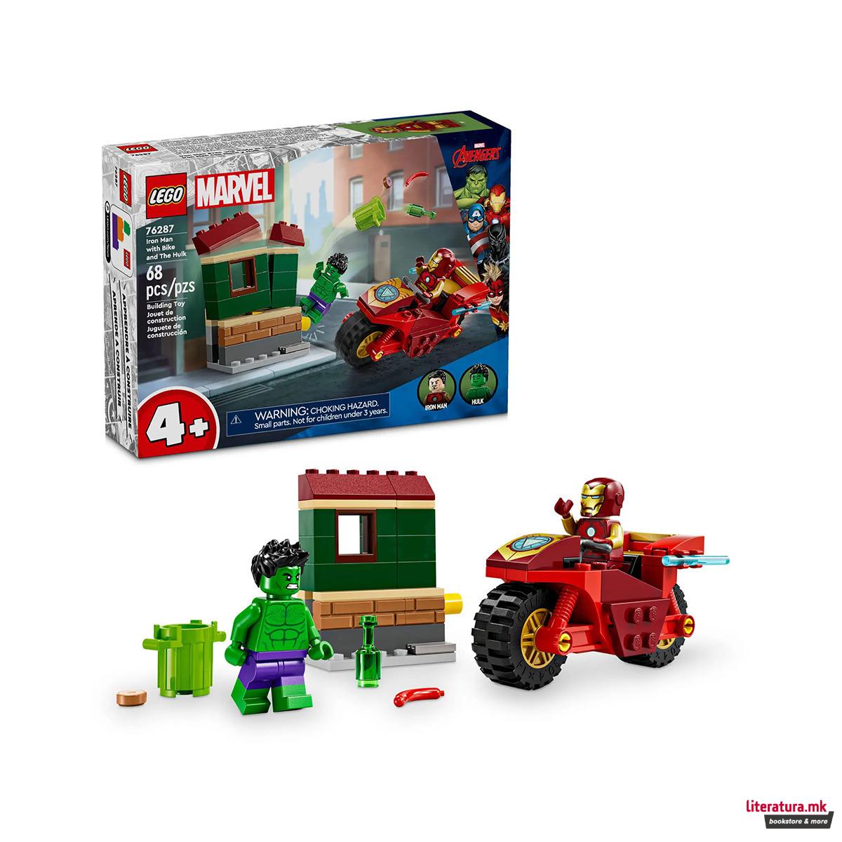 LEGO коцки, Marvel, Iron Man with Bike and The Hulk 