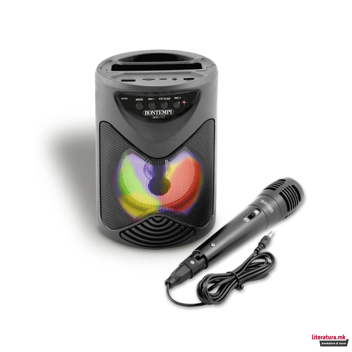 Безжичен звучник со микрофон и RGB светла, Tech - цилиндар, мал 