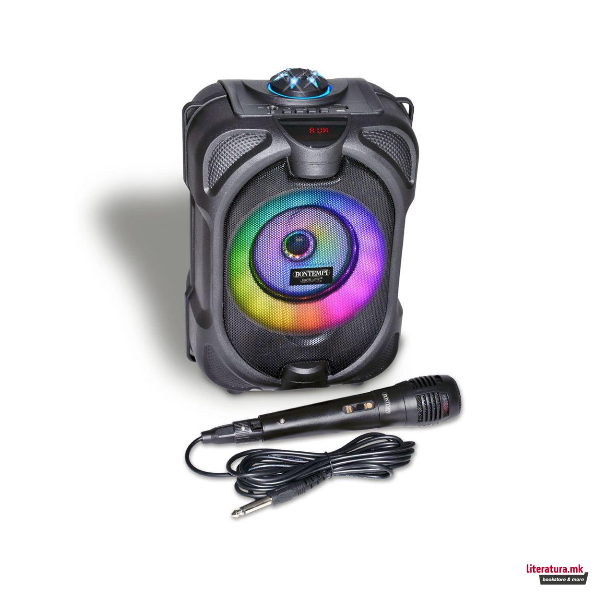 Безжичен звучник со микрофон и RGB светла, Tech - коцка 