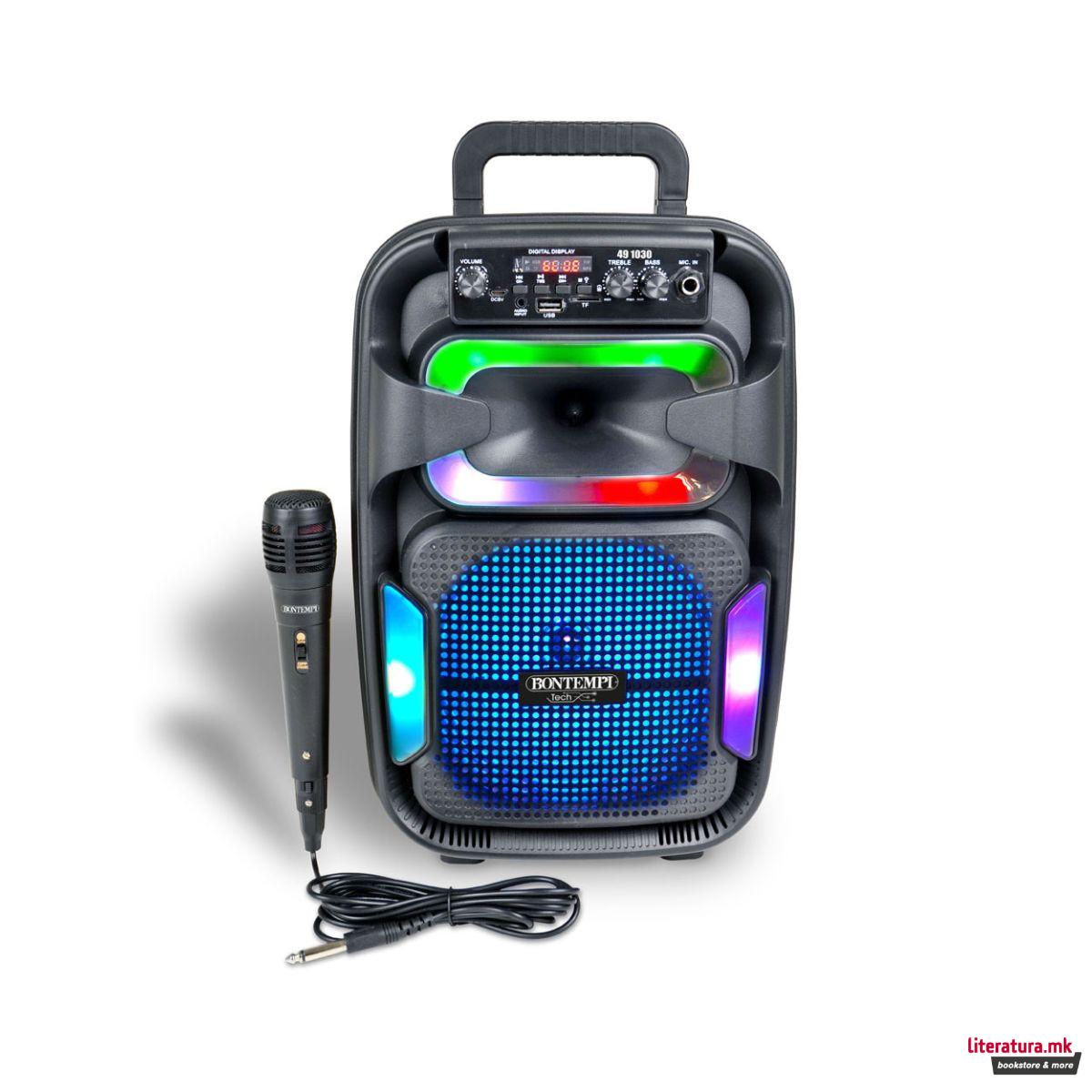 Безжичен звучник со микрофон и RGB светла, Tech - куферче 