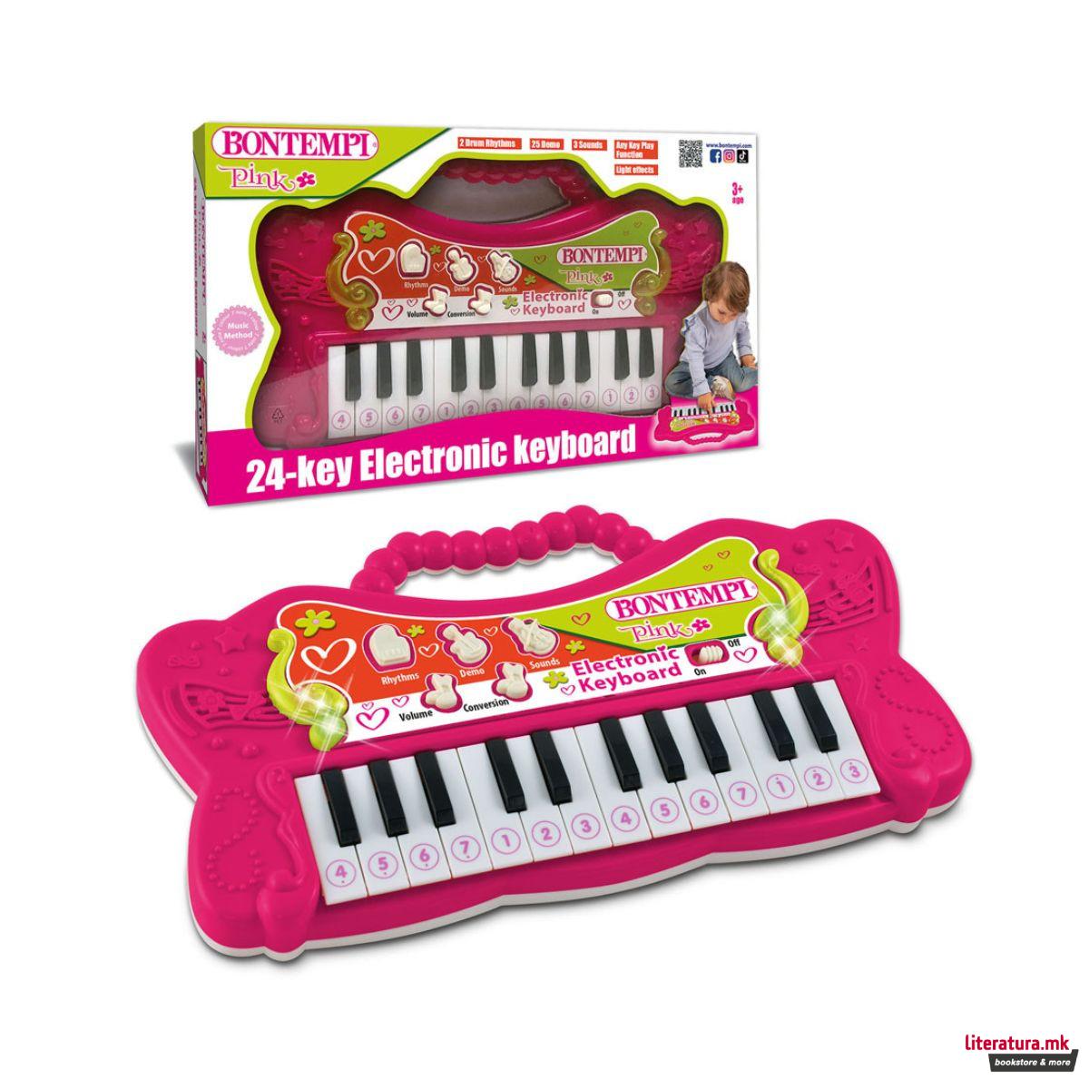 Електронска мини клавијатура, Pink, 24 клавиши 