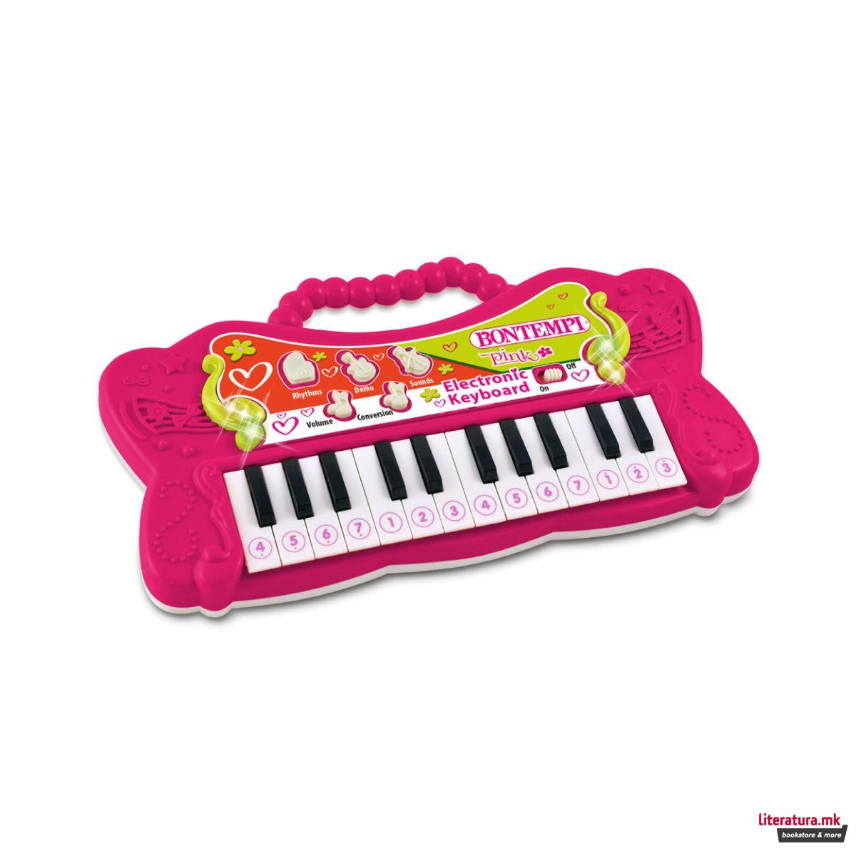 Електронска мини клавијатура, Pink, 24 клавиши 