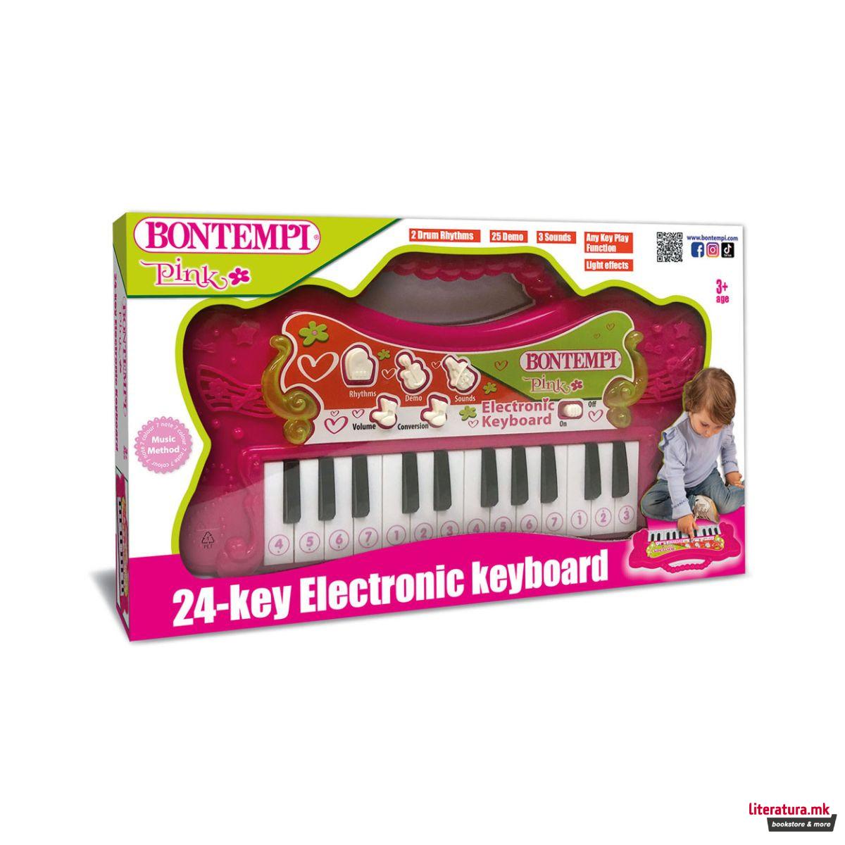 Електронска мини клавијатура, Pink, 24 клавиши 