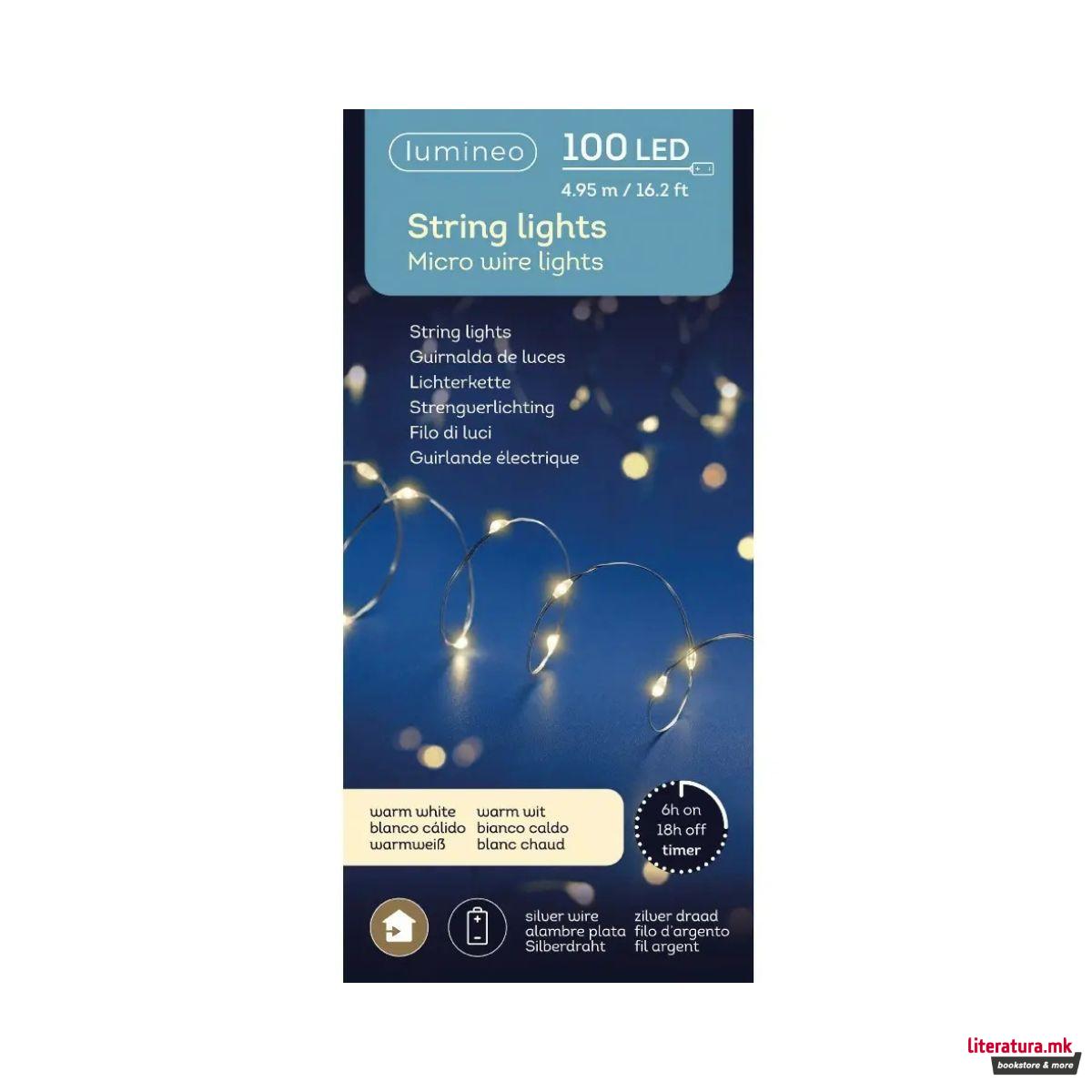 Новогодишни микро LED сијалички - топло бели, 495 цм 