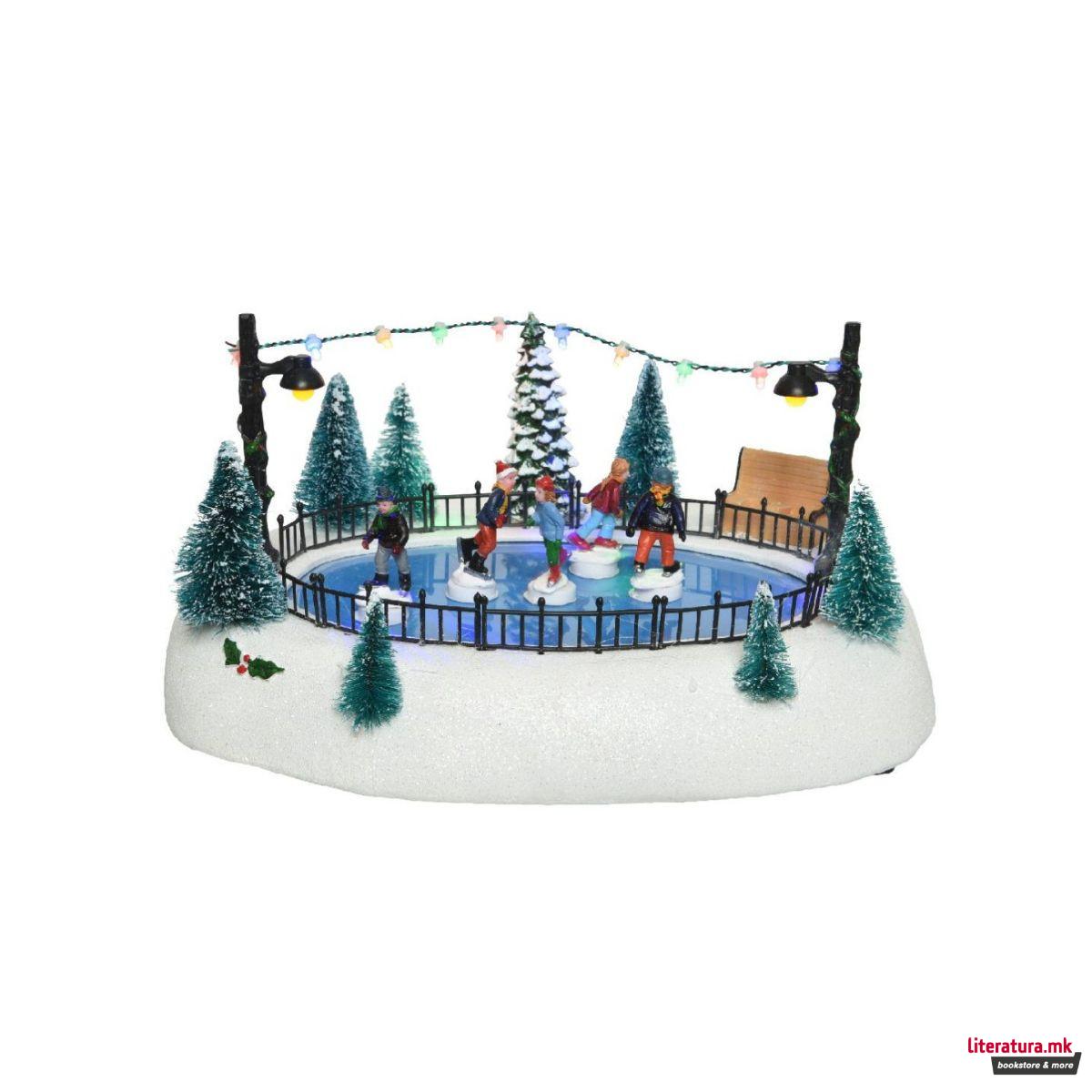 Декоративна фигура со LED светла, Ice Skating Ring 