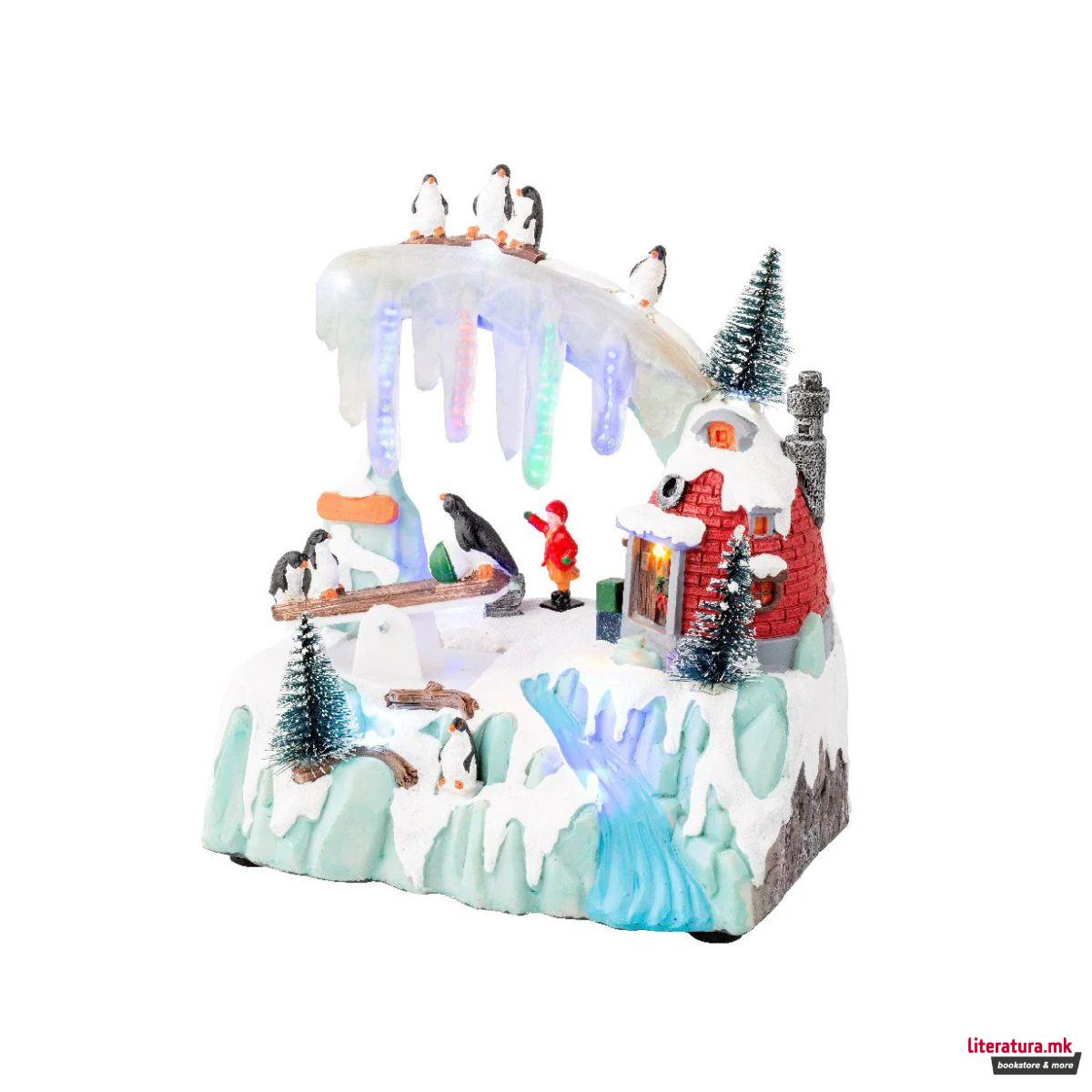 Декоративна фигура со LED светла, Winter Scenery w/Penguins 
