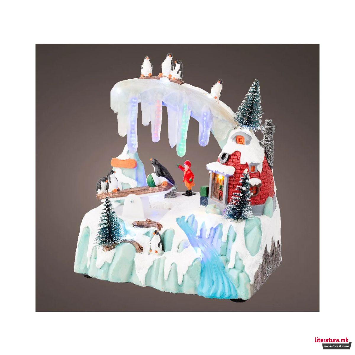 Декоративна фигура со LED светла, Winter Scenery w/Penguins 