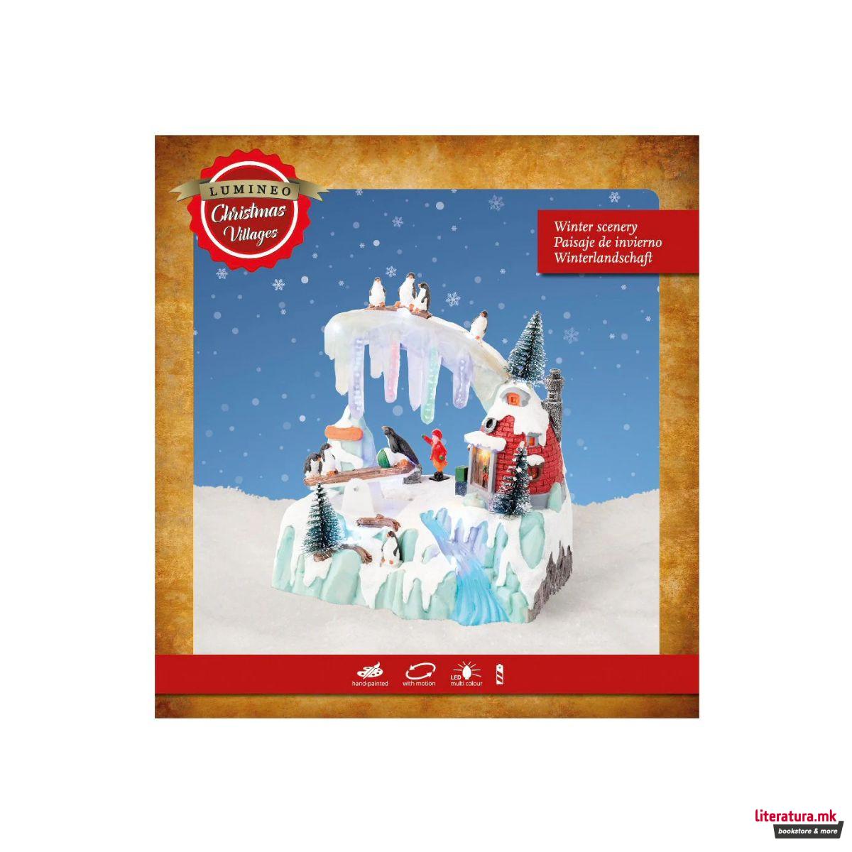 Декоративна фигура со LED светла, Winter Scenery w/Penguins 