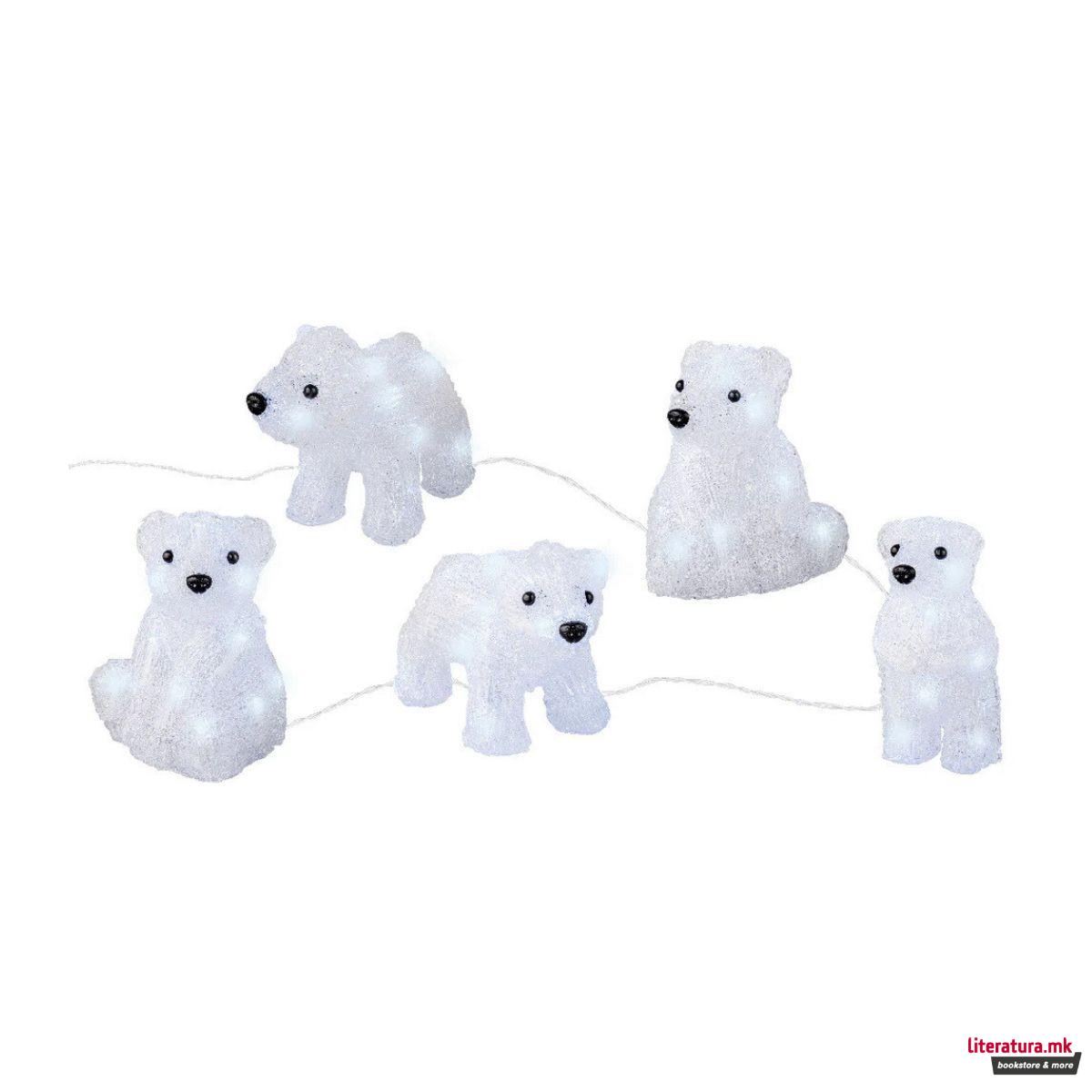 Сет декоративни фигури со LED светла, Polar Bears, 1/5 