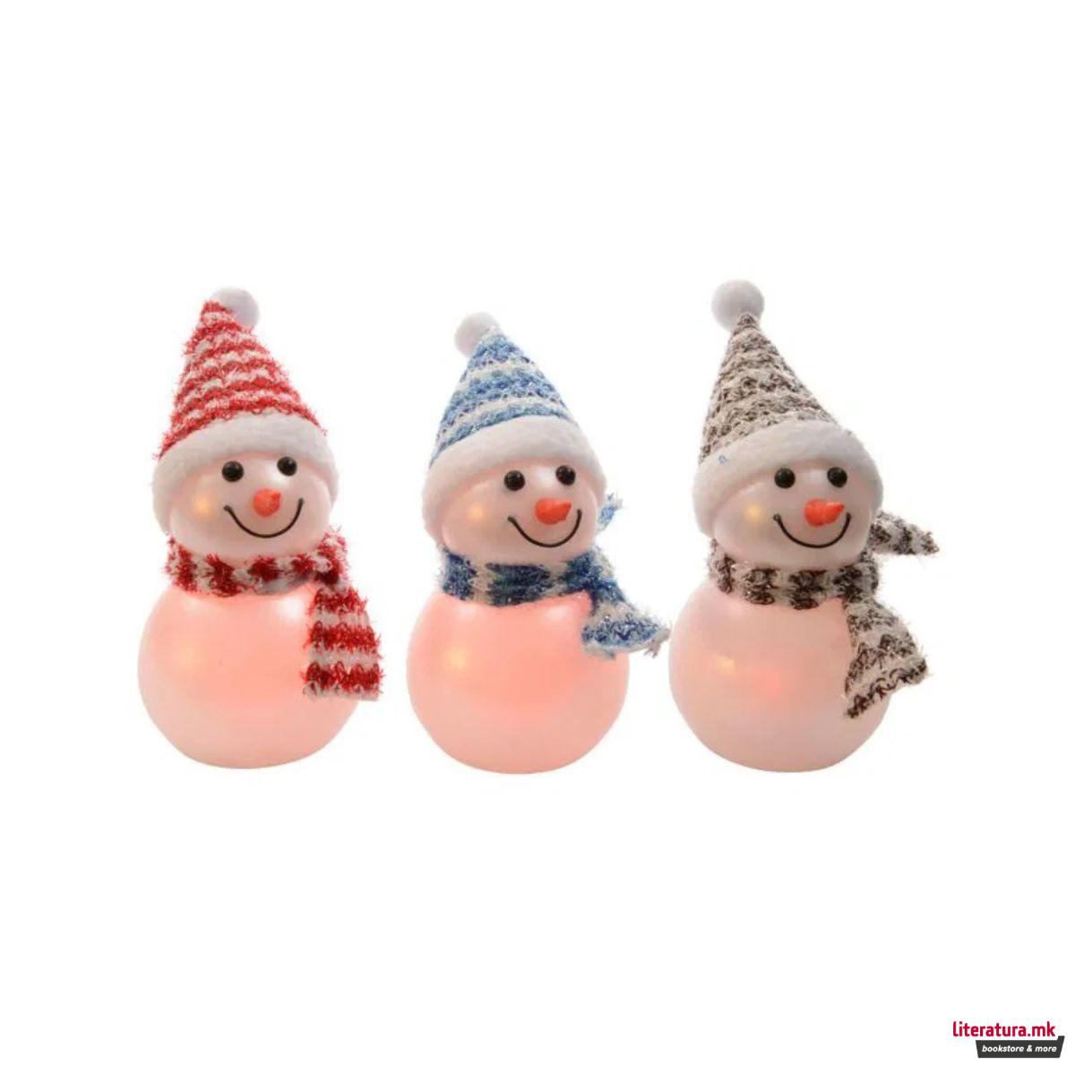 Декоративна фигура со LED светла, Snowman, 3 бои 