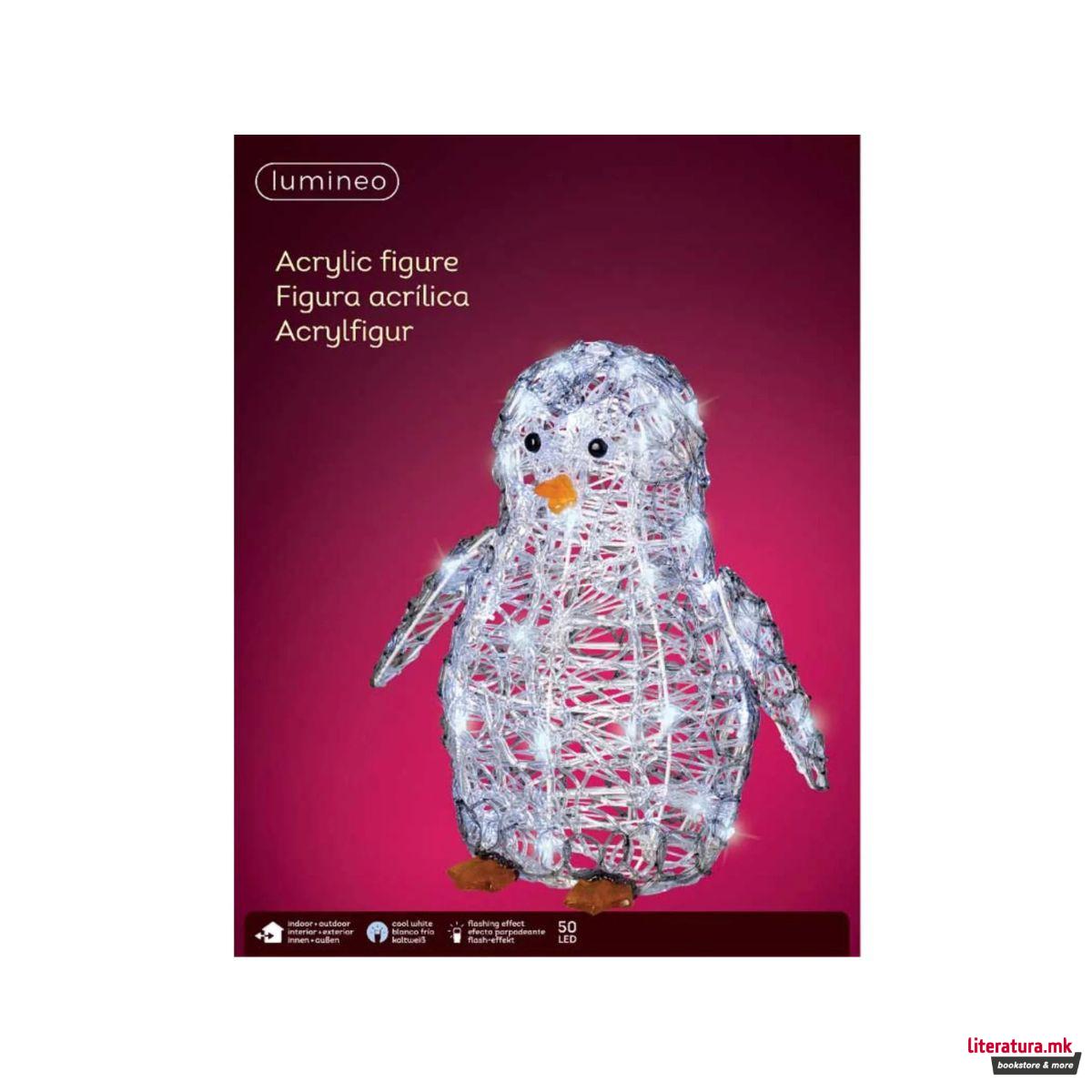 Декоративна фигура со LED светла, Penguin, 38cm 
