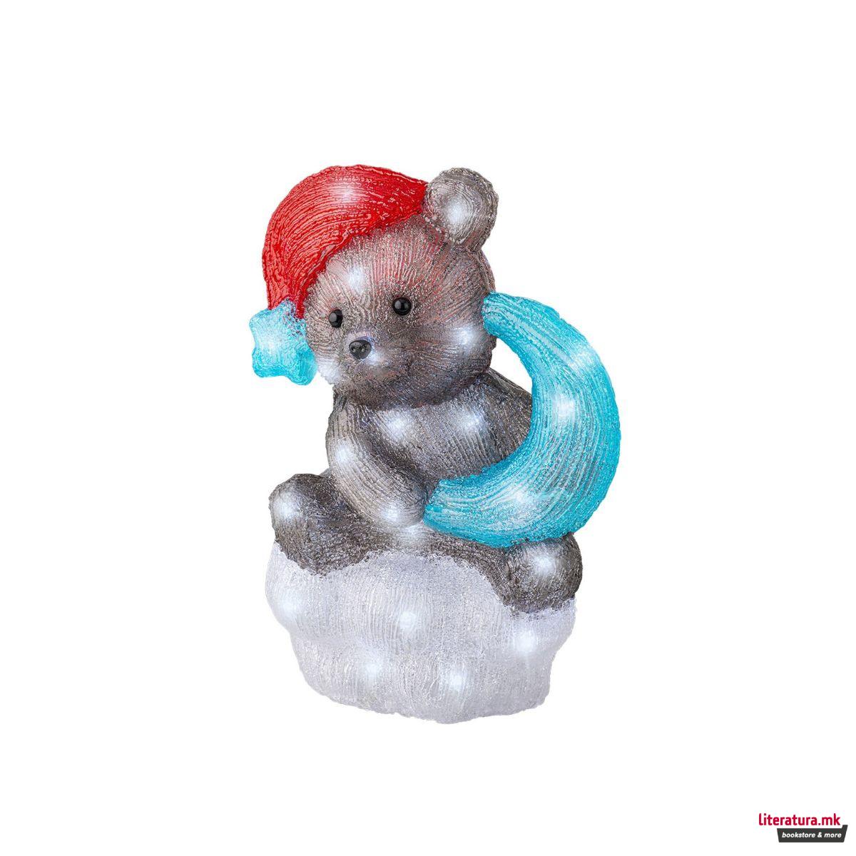 Декоративна фигура со LED светла, Teddy Bear w/Moon, 35cm 