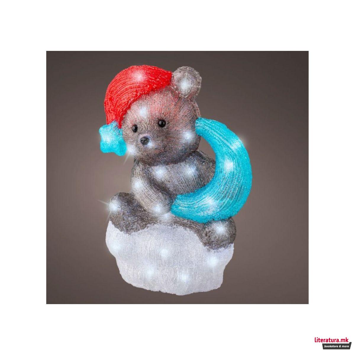 Декоративна фигура со LED светла, Teddy Bear w/Moon, 35cm 
