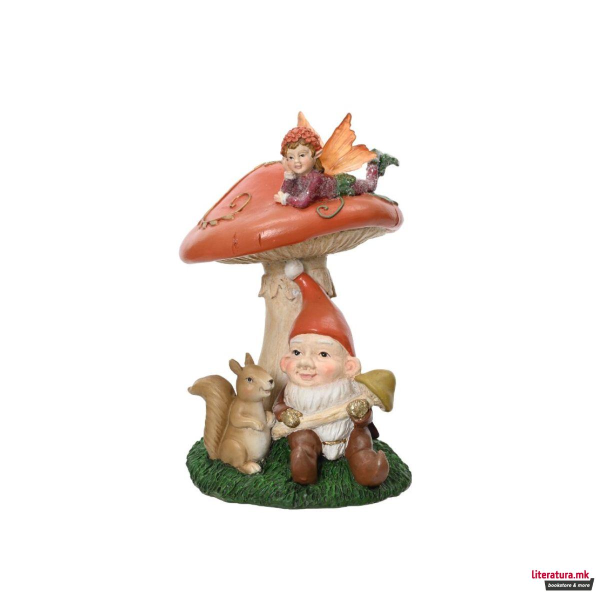Декоративна фигура, Gnome on Mushroom, 20 cm 