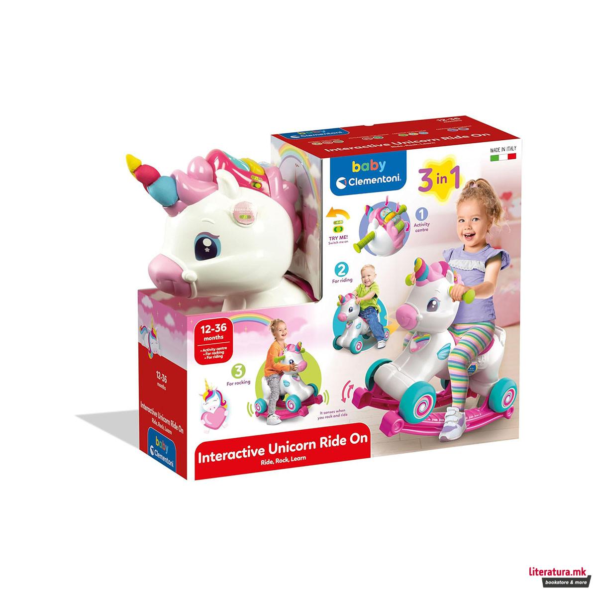 Клацкалка - коњче, Baby Clementoni - Interactive Unicorn Ride On 