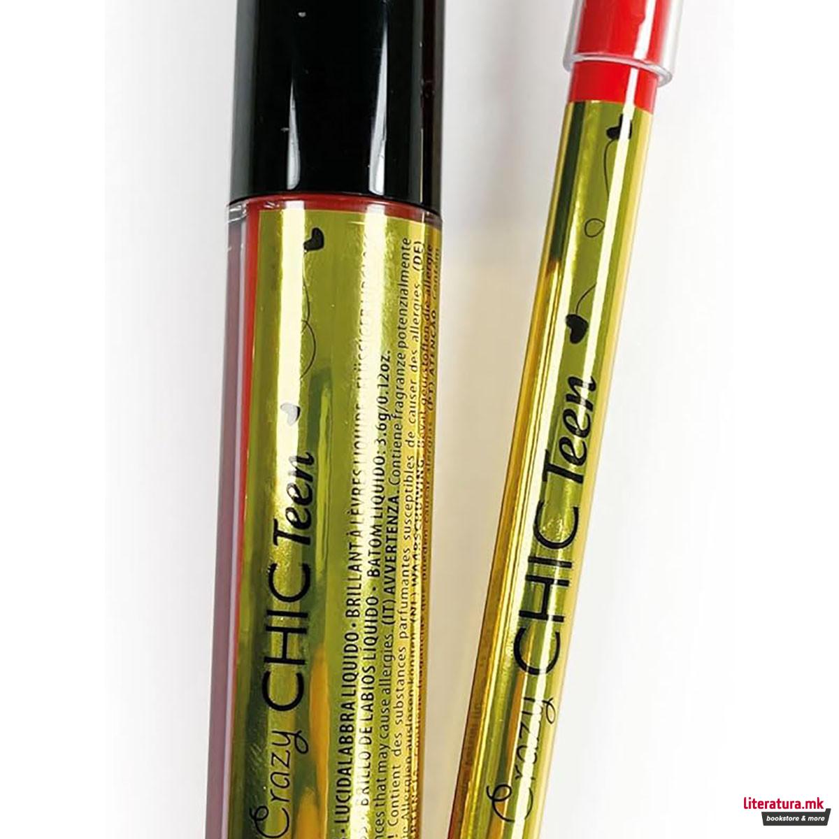 Тинејџерски сет - кармин и сјај за уста, Crazy Chic Teen - Party Queen 