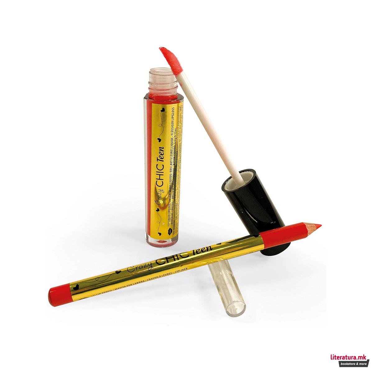 Тинејџерски сет - кармин и сјај за уста, Crazy Chic Teen - Party Queen 