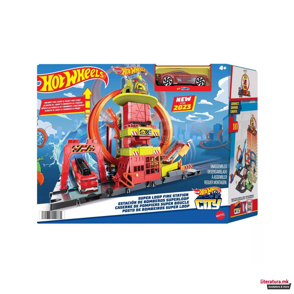 Сет за игра Hot Wheels: City - Super Loop Fire Station 