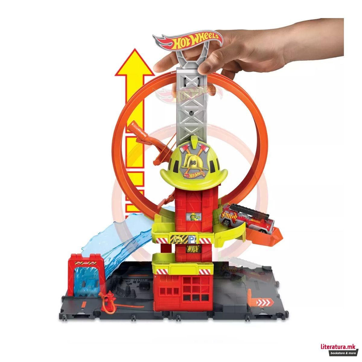Сет за игра Hot Wheels: City - Super Loop Fire Station 