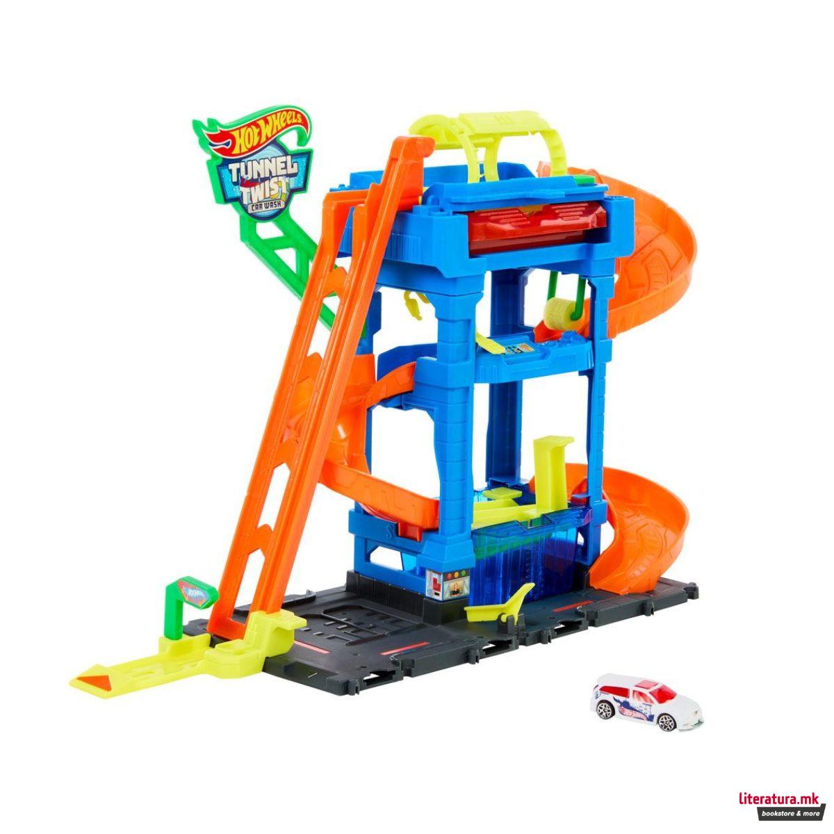 Сет за игра Hot Wheels: City - Tunnel Twist Car Wash 