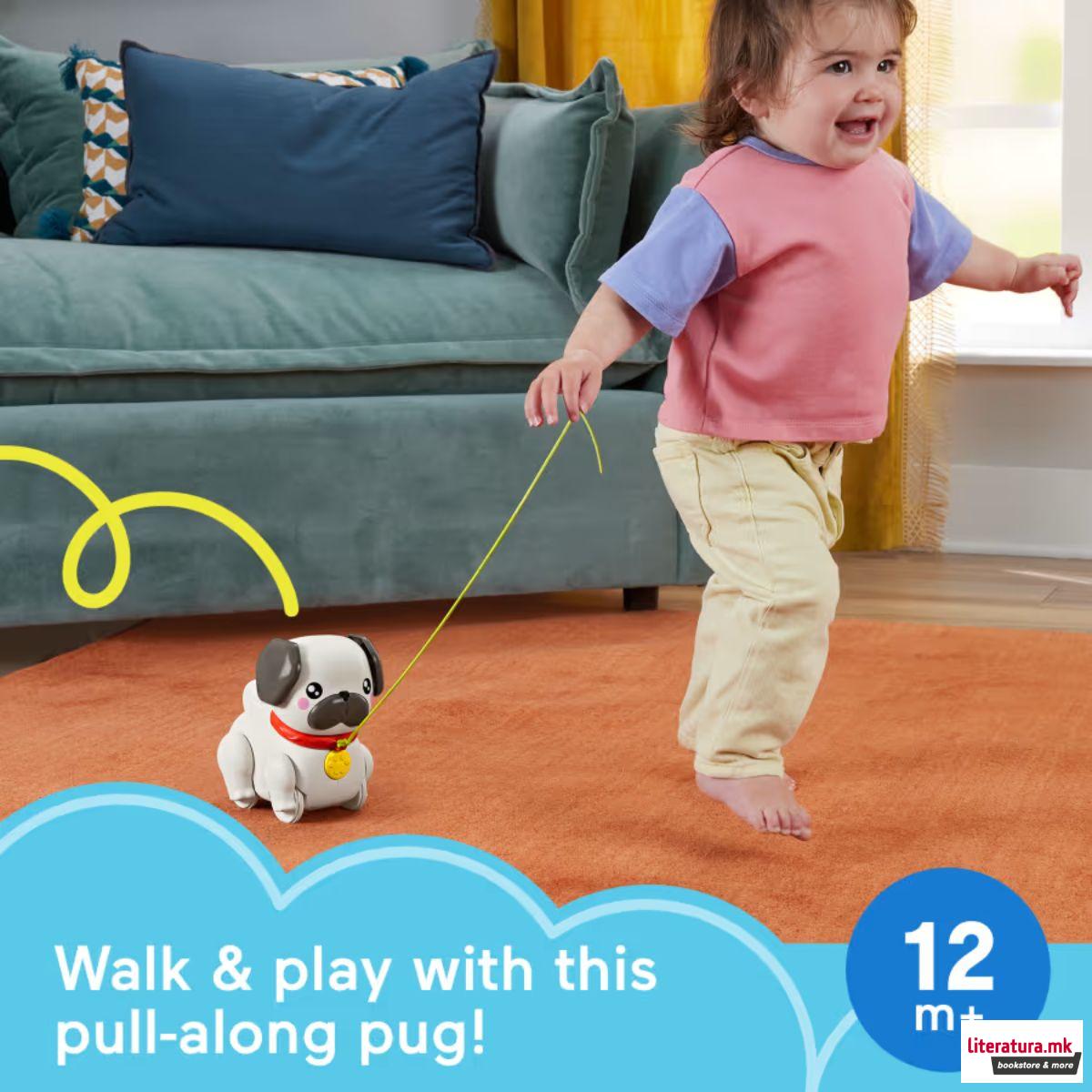 Сензорна играчка, Fisher Price Pets - Walk-The-Pup Pug 