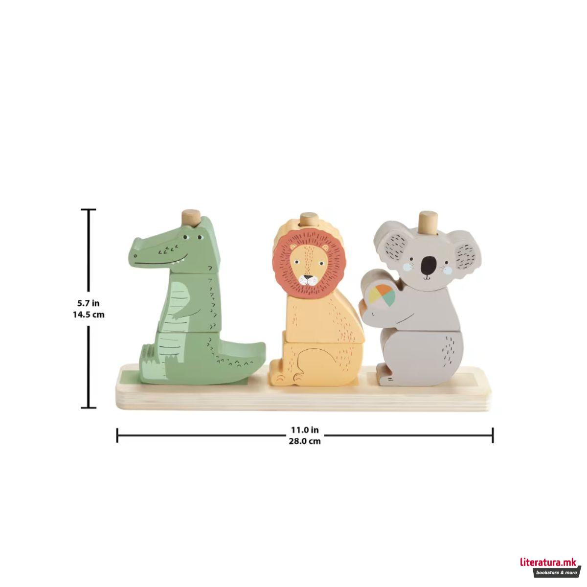 Сет дрвени фигури за редење, Fisher Price - Stack & Sort Animals 