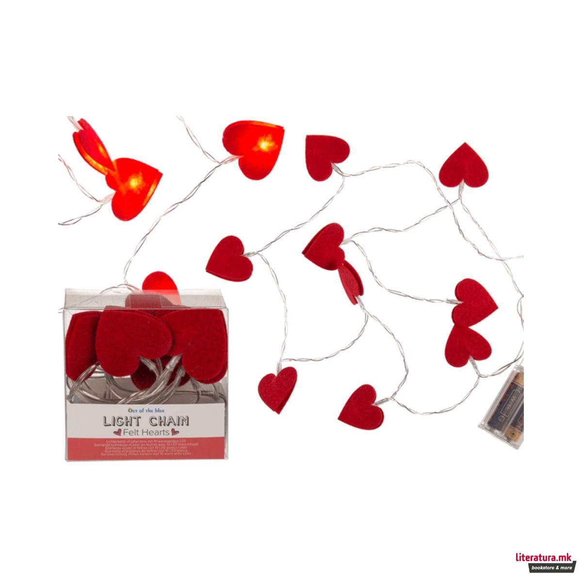 LED ламбички - Срциња од филц, 1/10, 120 cm 