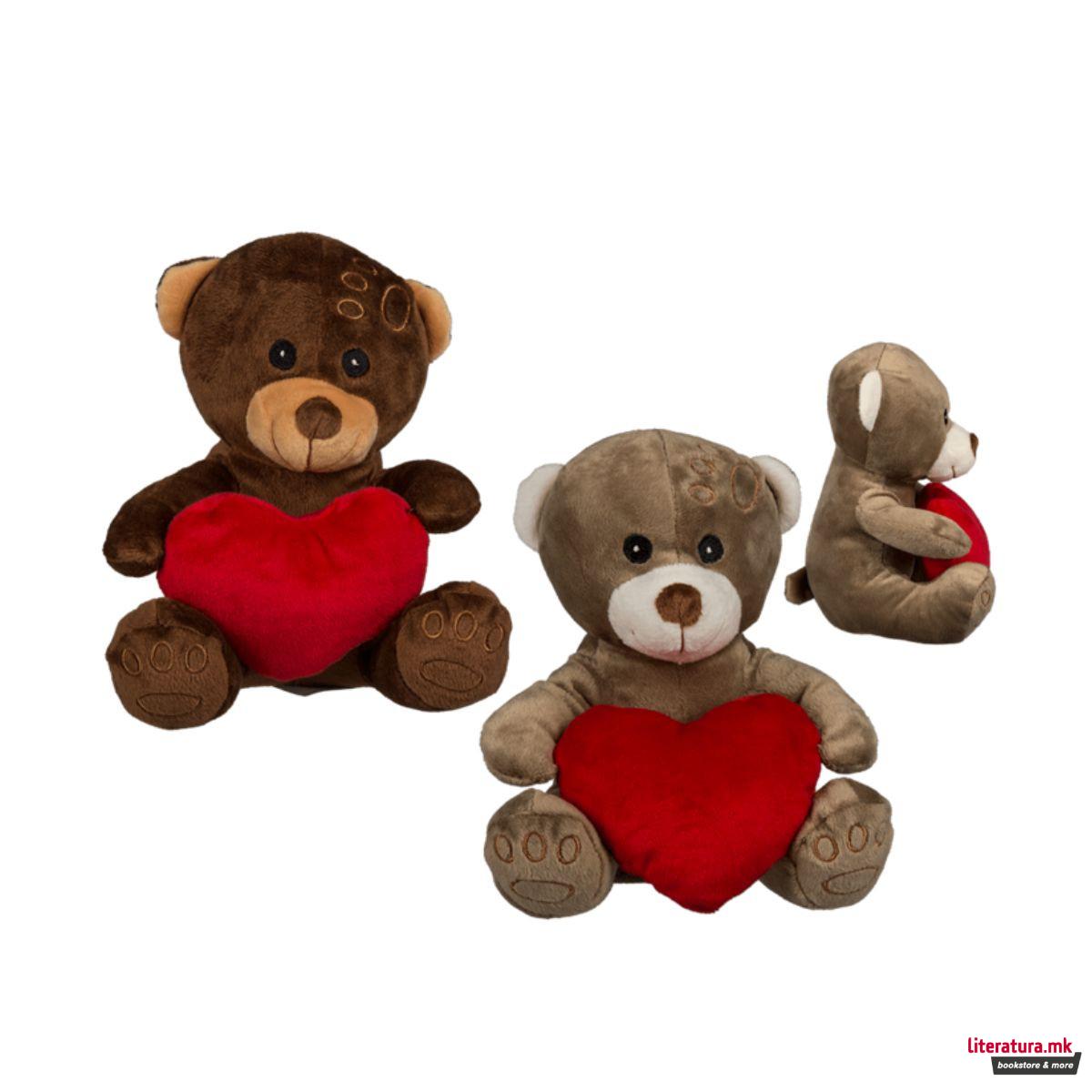 Плишано мече со срце, 2 бои 