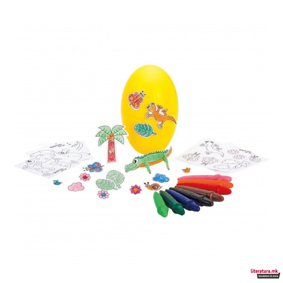 Сет со боички и стикери, Giotto be-be Stick&Color Eggs, 3 модели 
