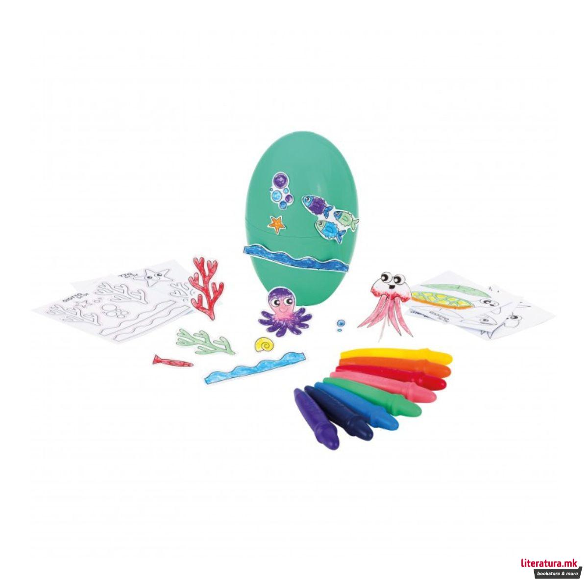 Сет со боички и стикери, Giotto be-be Stick&Color Eggs, 3 модели 