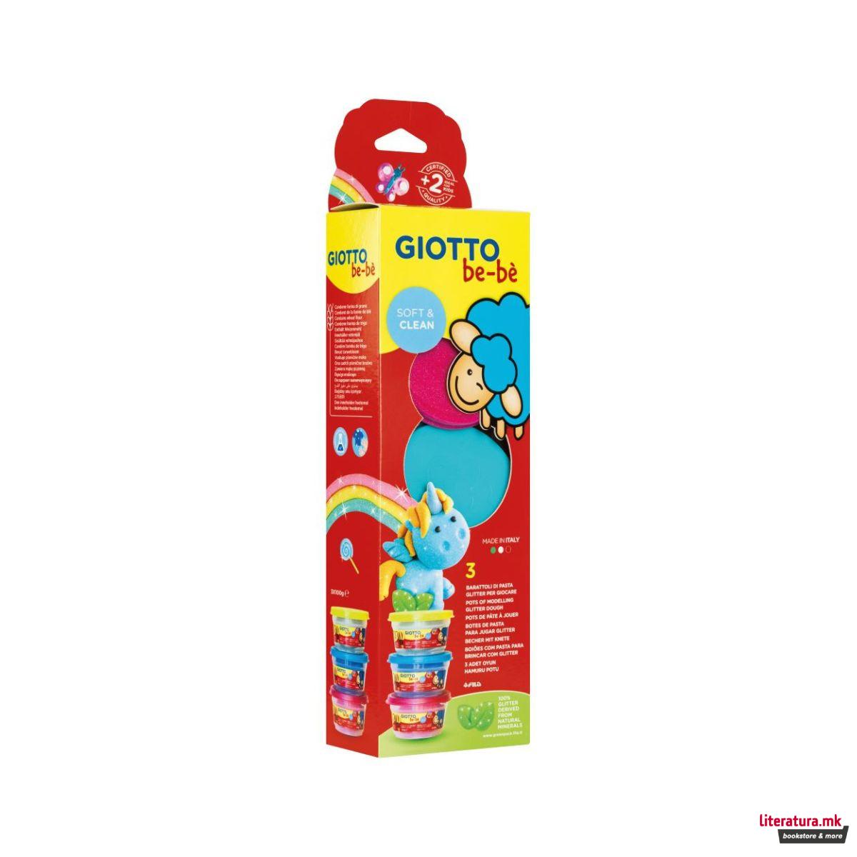 Тесто за моделирање - сет од 3 бои, Giotto be-be 