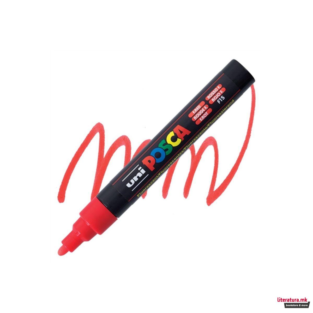 Маркер, Posca PC-5M - Fluo Red 