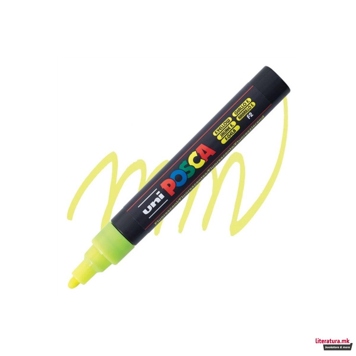 Маркер, Posca PC-5M - Fluo Yellow 