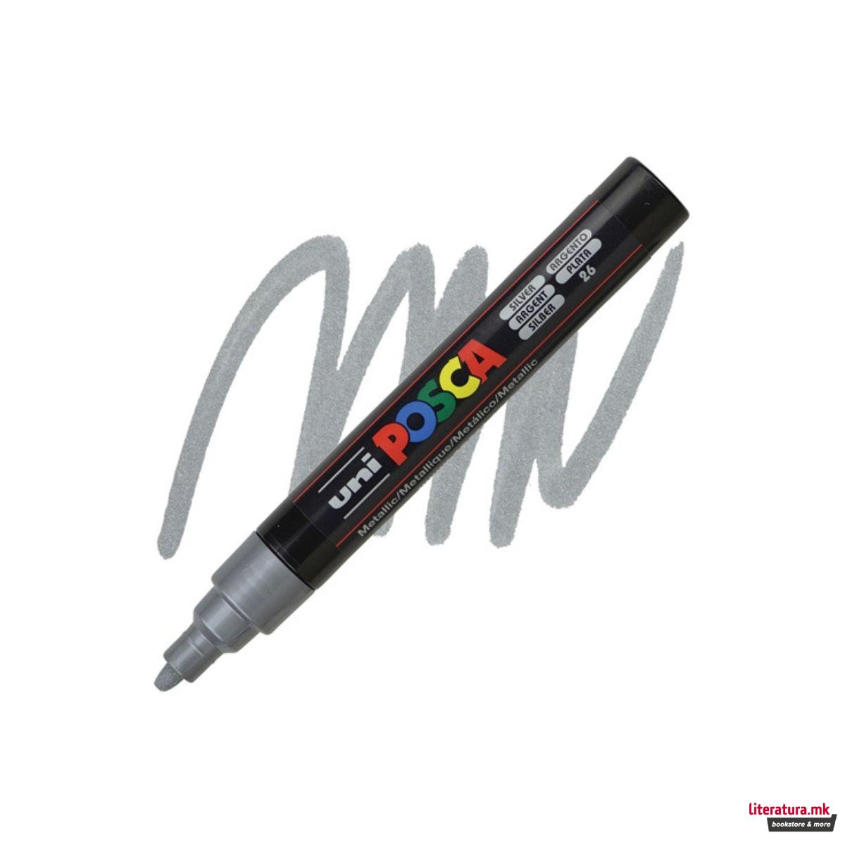 Маркер, Posca PC-5M - Silver 