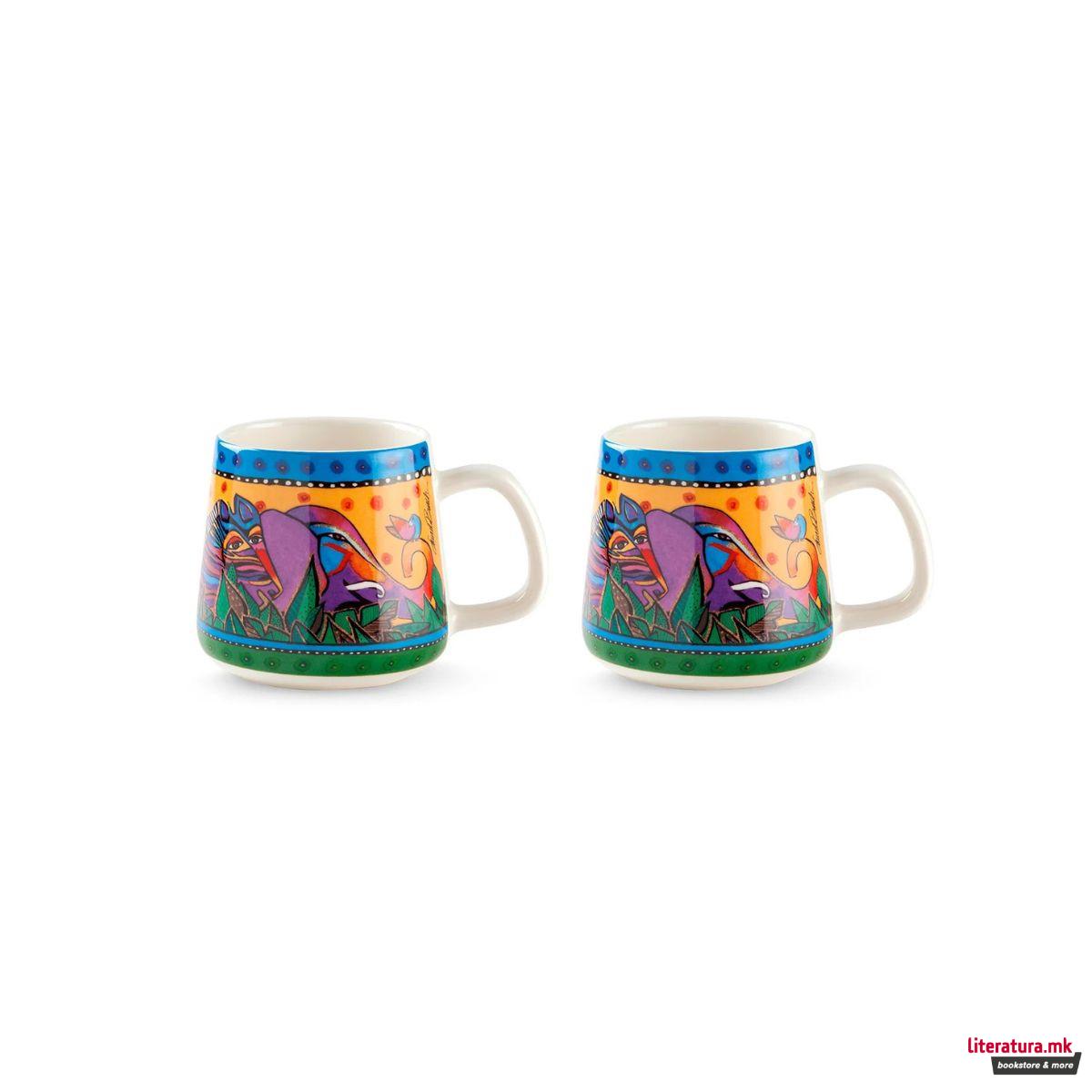 Сет од 2 шолји, Laurel Burch - Jungle Yellow/Blue, 360ml 