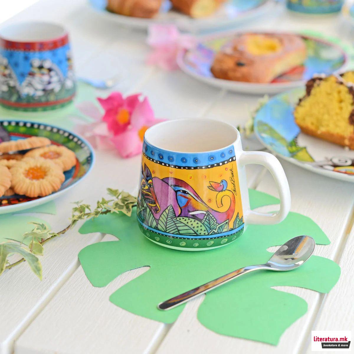 Сет од 2 шолји, Laurel Burch - Jungle Yellow/Blue, 360ml 