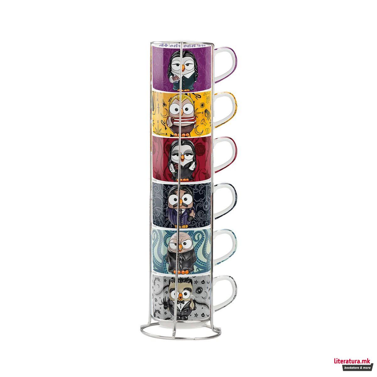 Сет од 6 шолји + метален држач, The Addams Family 