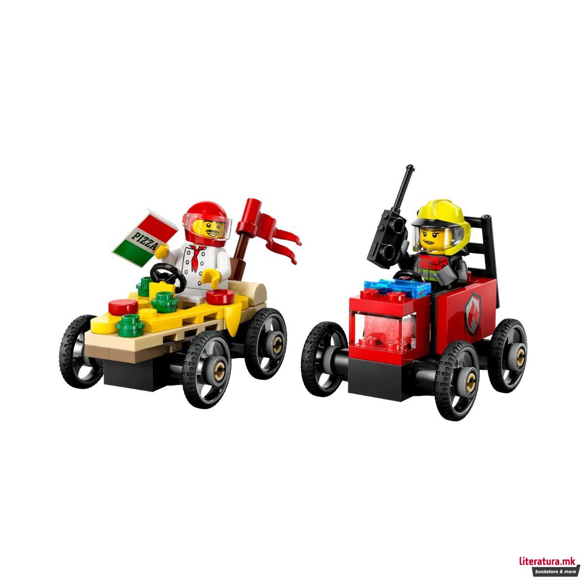 LEGO коцки, City, Pizza vs. Fire Truck Race Car Pack 
